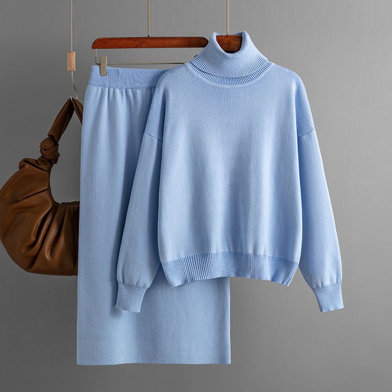 Gianna Women’s Knit Co-ord Set – Soft Cotton Turtleneck & Skirt