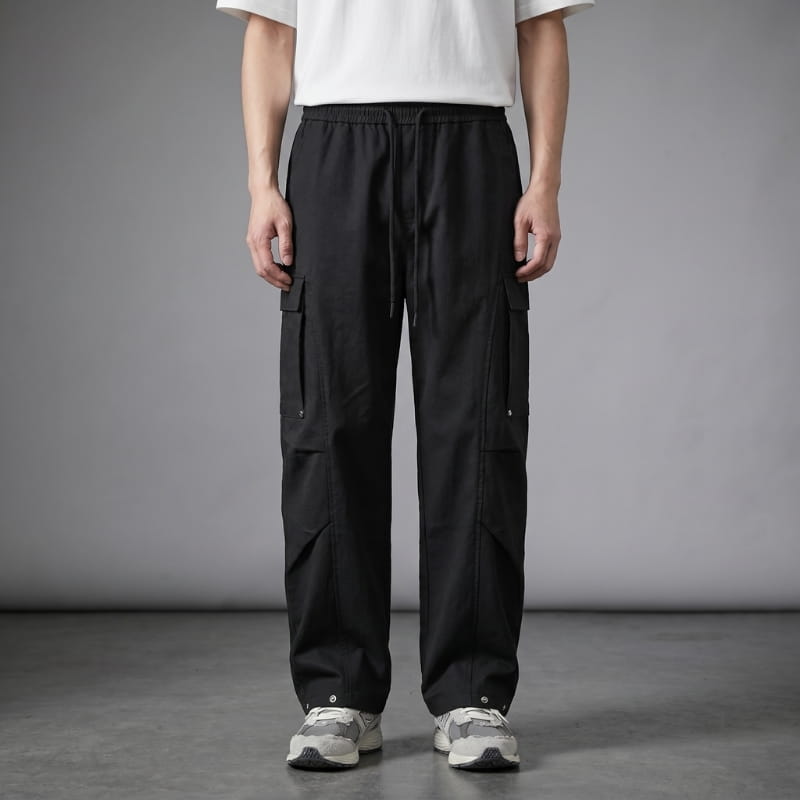 Leonel Cotton Canvas Cargo Pants – Wide-Leg Utility Streetwear Trousers