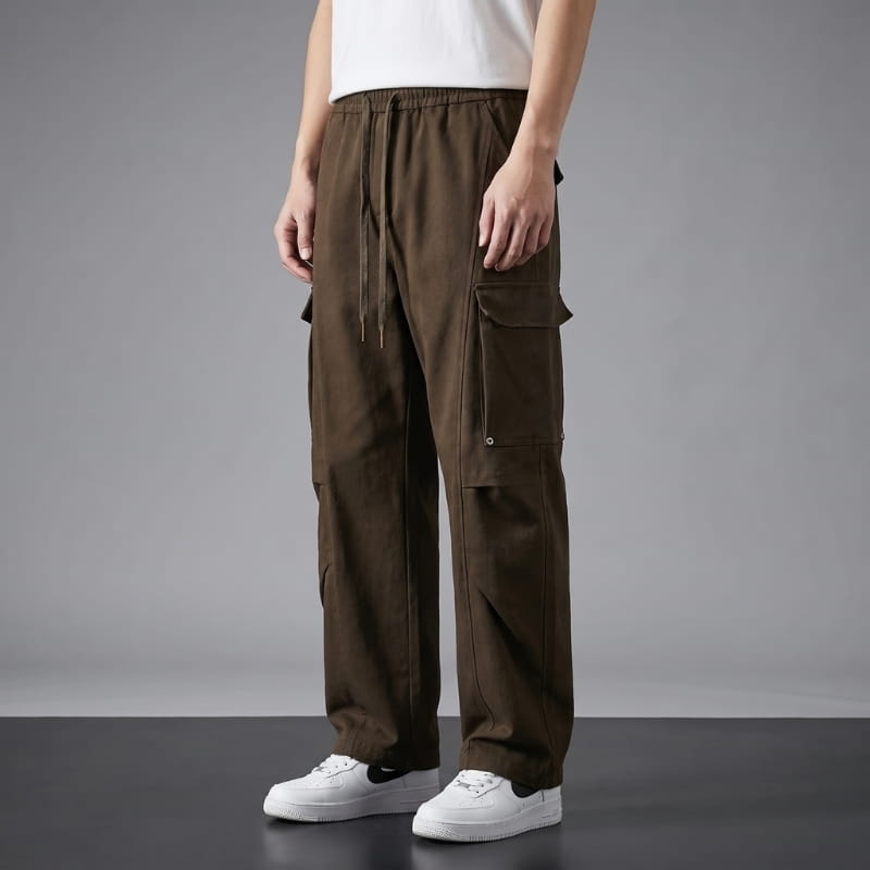 Leonel Cotton Canvas Cargo Pants – Wide-Leg Utility Streetwear Trousers