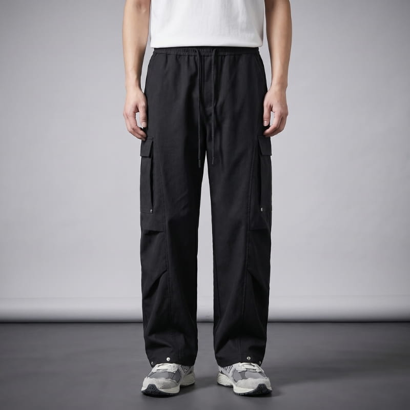 Leonel Cotton Canvas Cargo Pants – Wide-Leg Utility Streetwear Trousers