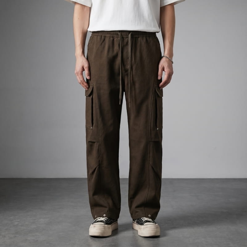Leonel Cotton Canvas Cargo Pants – Wide-Leg Utility Streetwear Trousers
