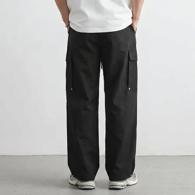 Leonel Cotton Canvas Cargo Pants – Wide-Leg Utility Streetwear Trousers
