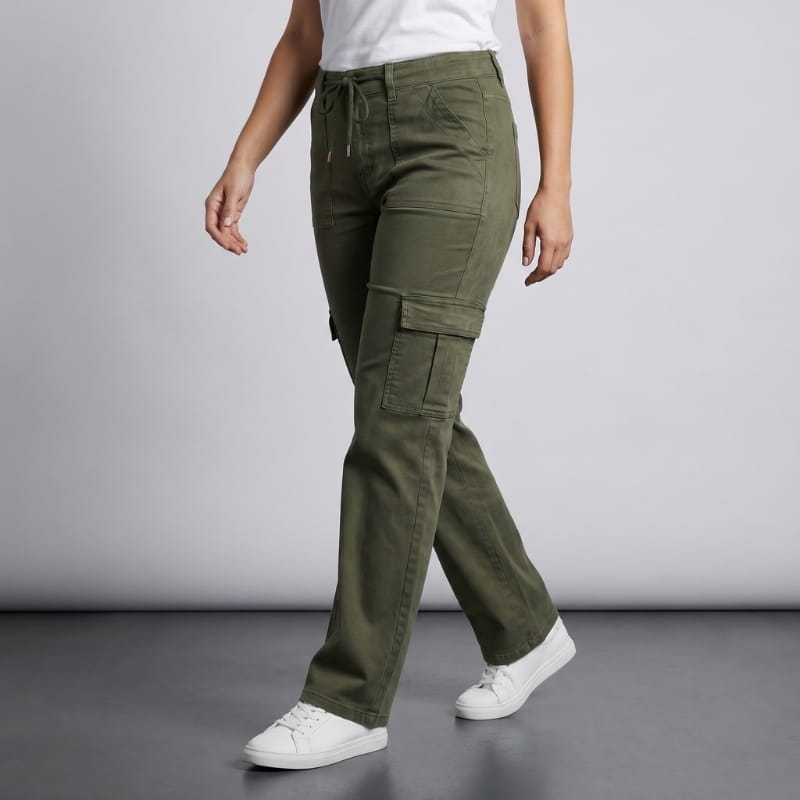 Valentina Sueded Twill Cargo Trousers – Wide-Leg Relaxed Casual Pants