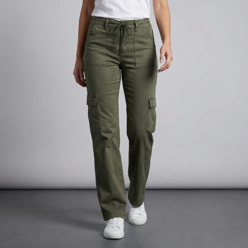 Valentina Sueded Twill Cargo Trousers – Wide-Leg Relaxed Casual Pants