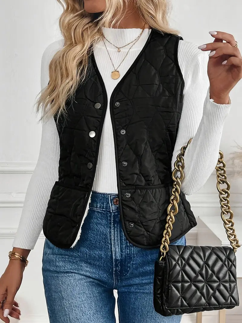 Briana Women’s Quilted Vest – Lightweight Sherpa-Lined Winter Jacket