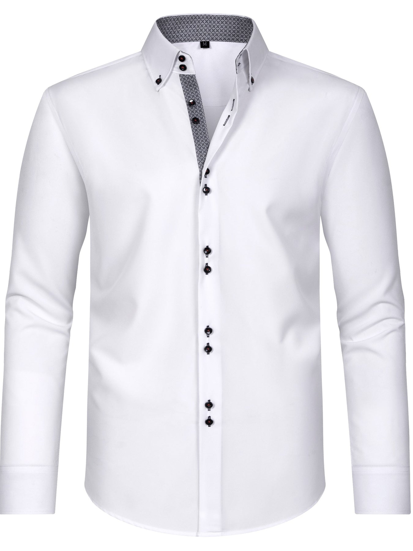Arjun Men’s Dress Shirt – Long Sleeve Slim Fit Button Down with Contrast Detail