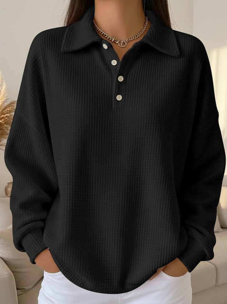 Velora Women's Knit Polo Sweater – Soft Ribbed Knit Pullover