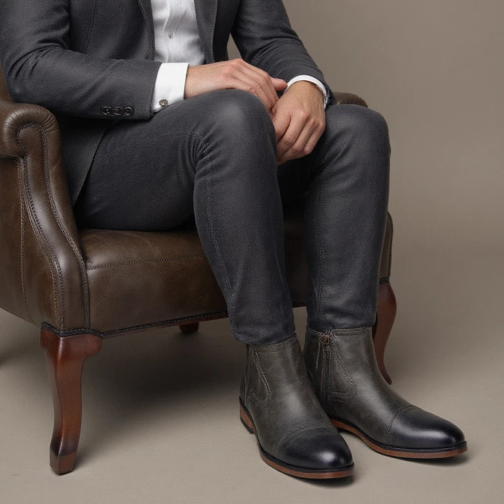Marriot Men’s Chelsea Boots – Leather Chelsea Boots with Side Zip