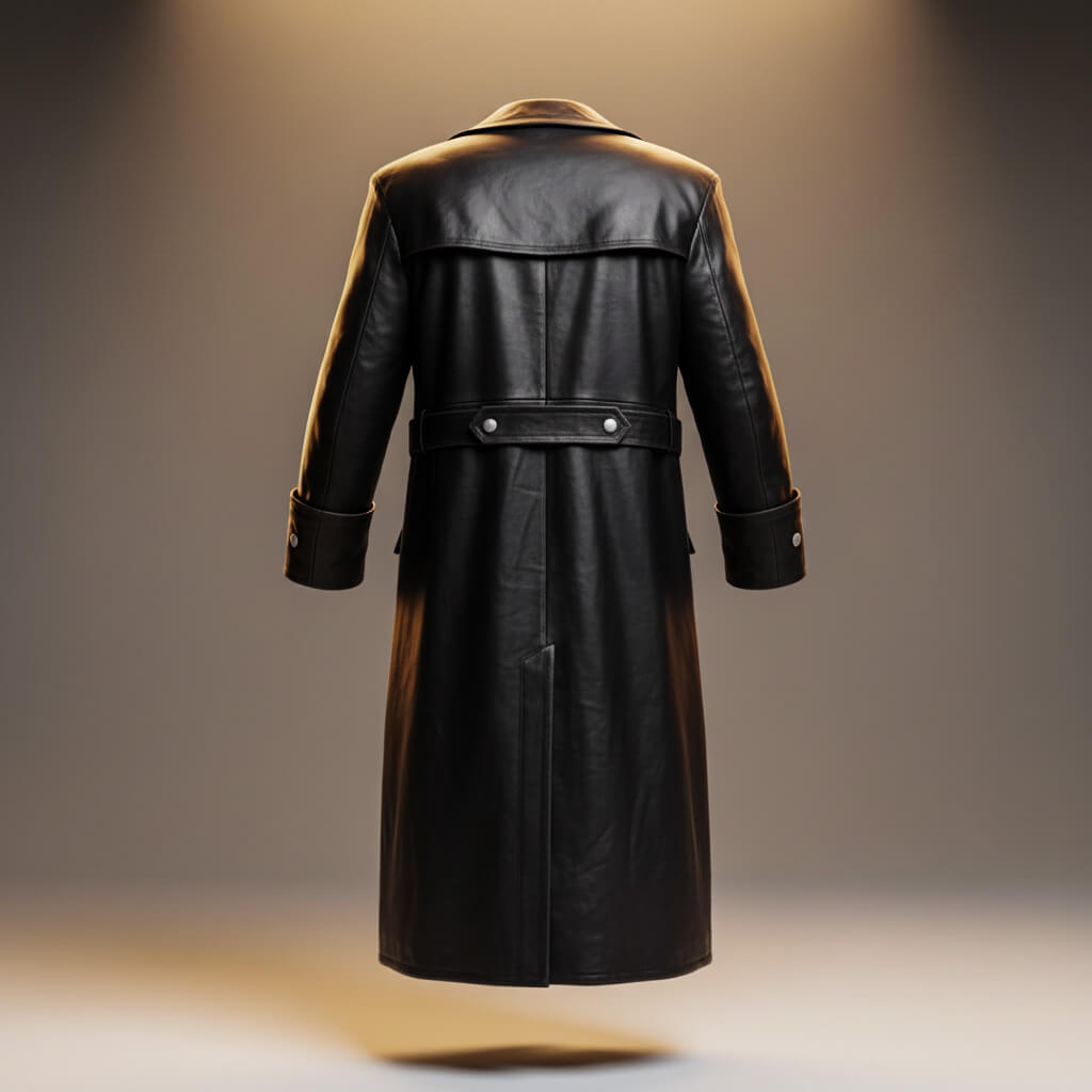 Jayden Leather Coats for Men – Full-Grain Long Coat with Structured Double-Breasted Design