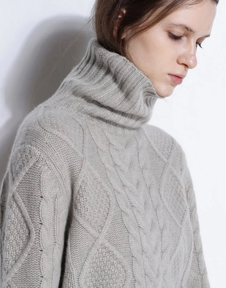 Adelina Women’s Cable Knit Sweater – Merino Wool Oversized Pullover