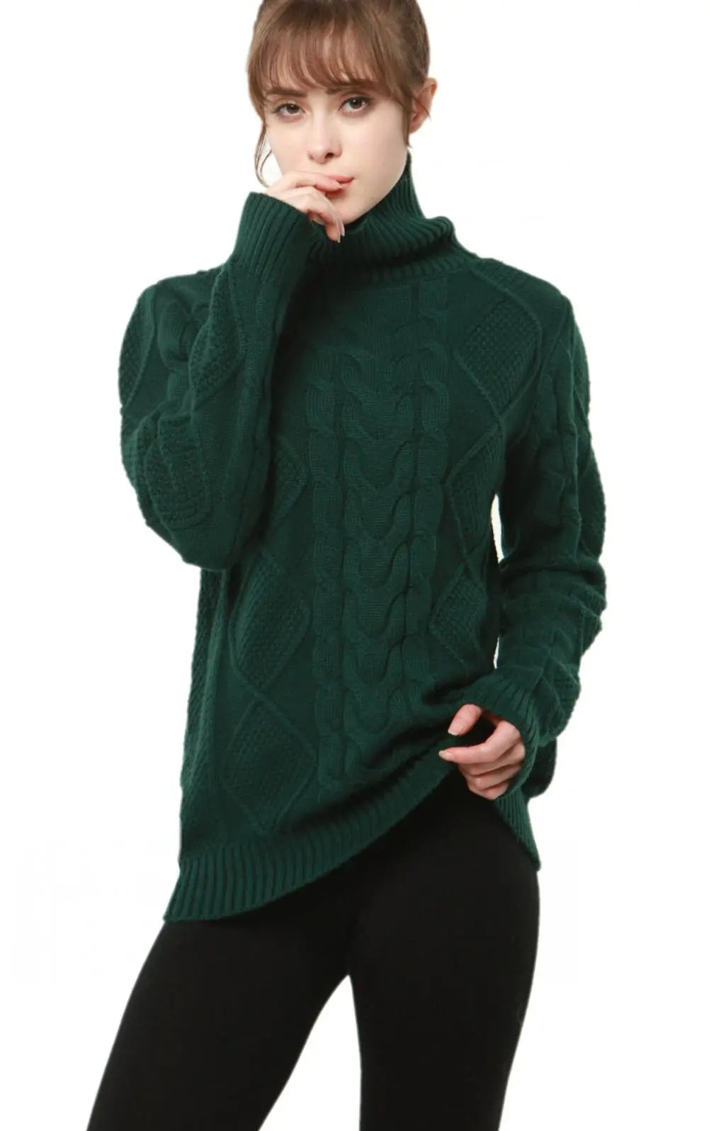 Adelina Women’s Cable Knit Sweater – Merino Wool Oversized Pullover