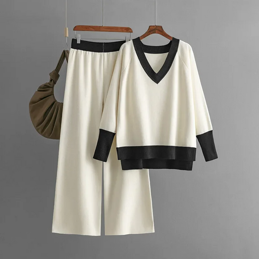 Savina Knit Lounge Set – Heavyweight Knit with Wide-Leg Pants