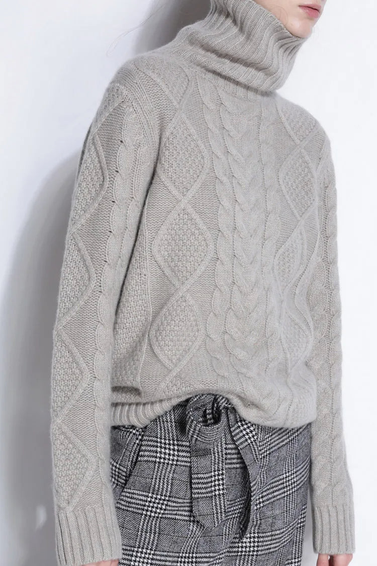 Adelina Women’s Cable Knit Sweater – Merino Wool Oversized Pullover