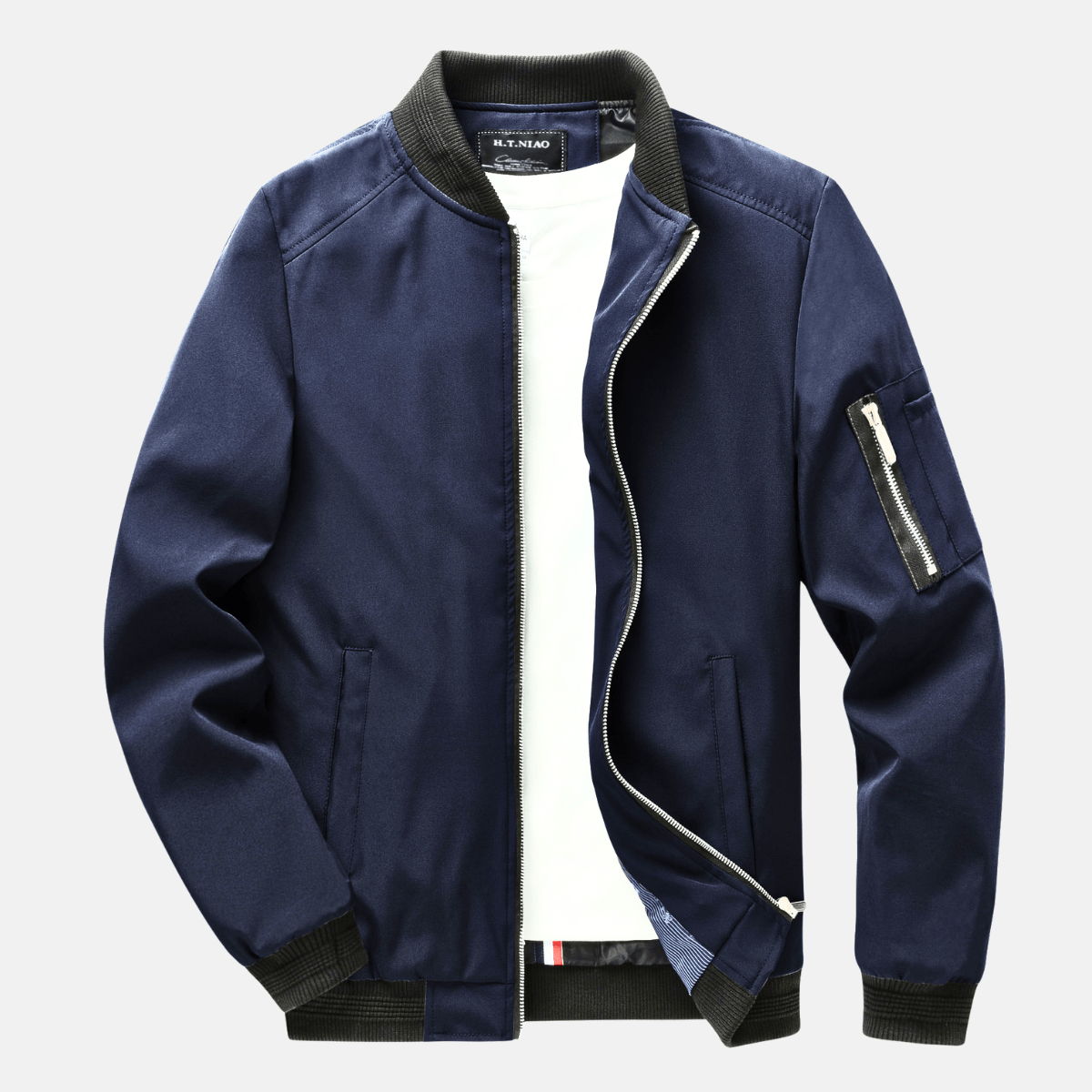Marco Men’s Bomber Jacket – Cotton-Blend Zip-Up with Ribbed Trim