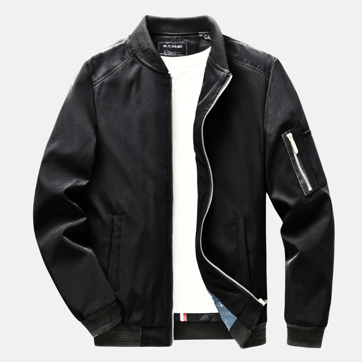 Marco Men’s Bomber Jacket – Cotton-Blend Zip-Up with Ribbed Trim