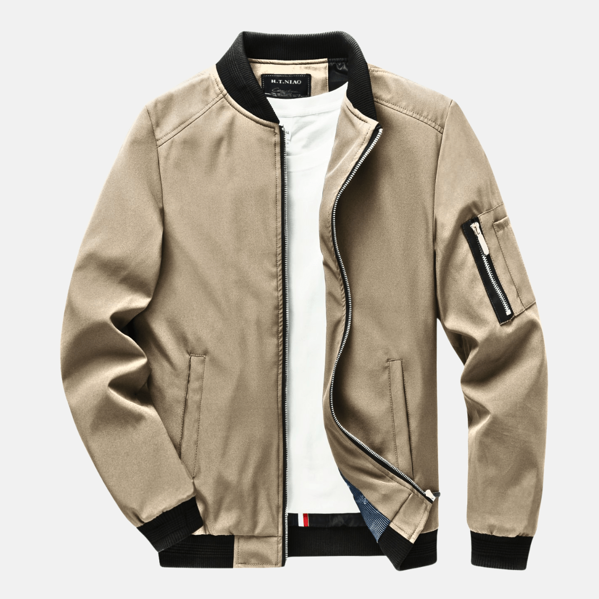 Marco Men’s Bomber Jacket – Cotton-Blend Zip-Up with Ribbed Trim