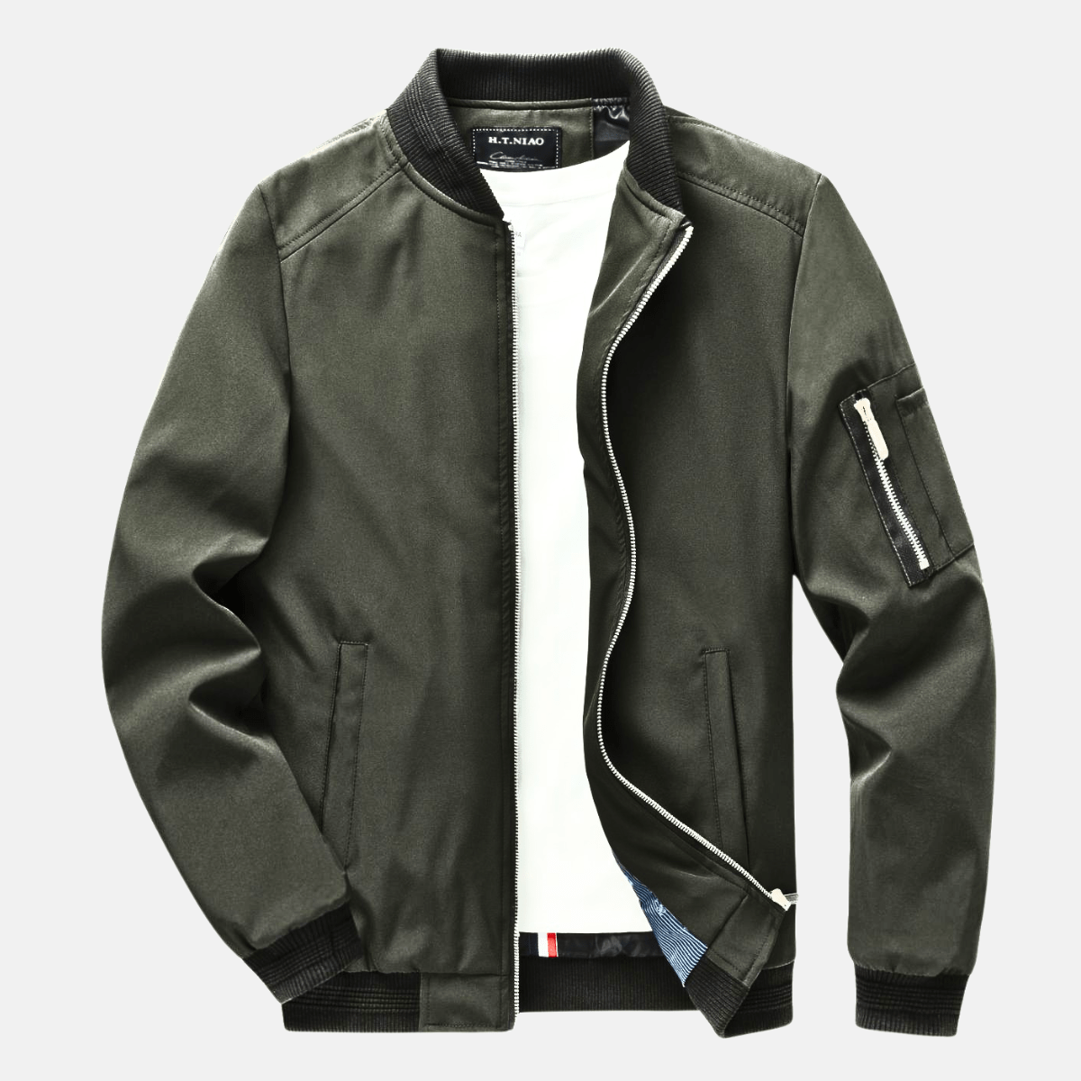 Marco Men’s Bomber Jacket – Cotton-Blend Zip-Up with Ribbed Trim