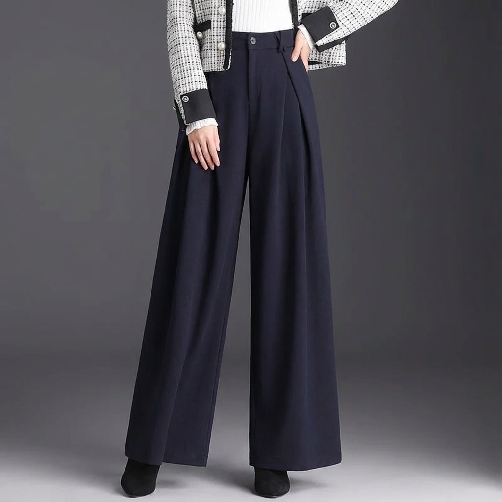 Marseille Women’s Wide-Leg Trousers – Wool-Look Pleated Pants