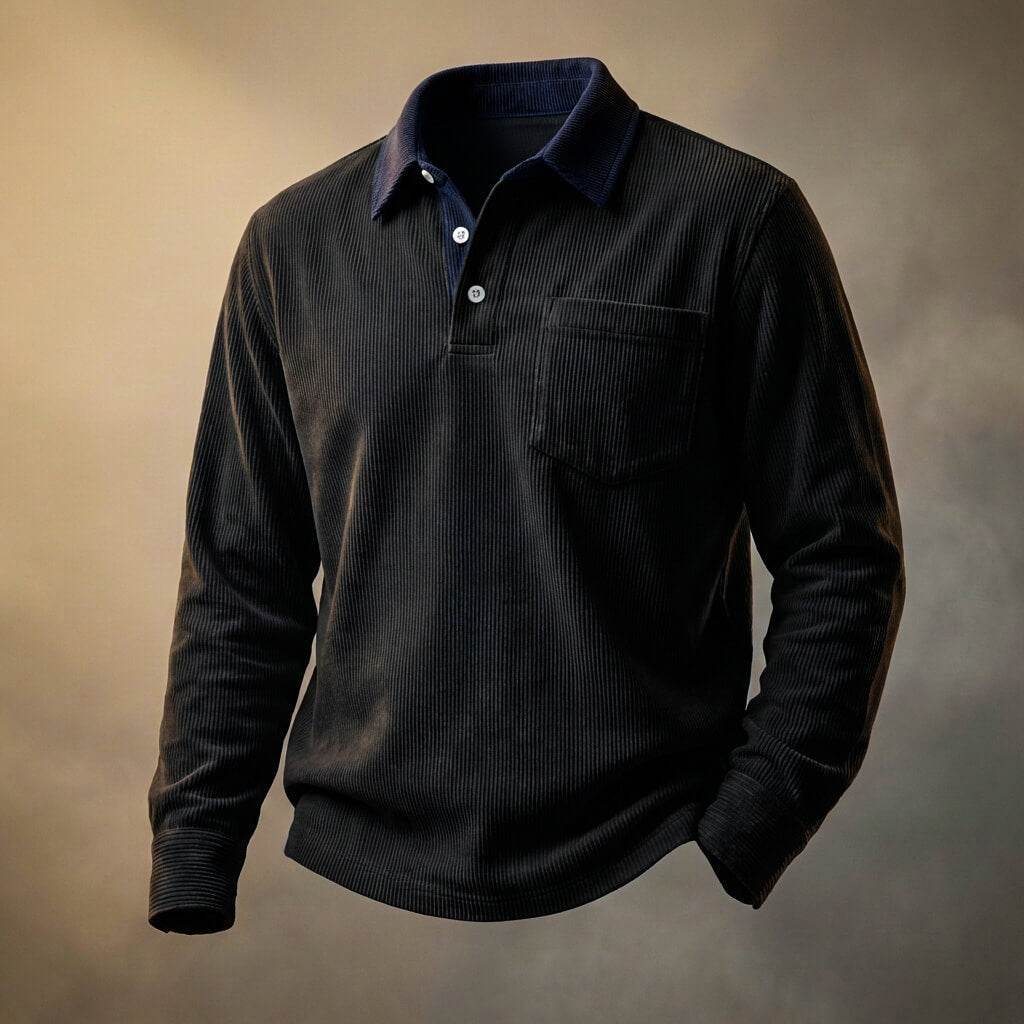 Liam Men’s Corduroy Long-Sleeve Polo