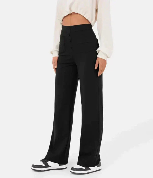 Maris Women’s High Waist Trousers – Breathable Fabric with Elastic Waistband