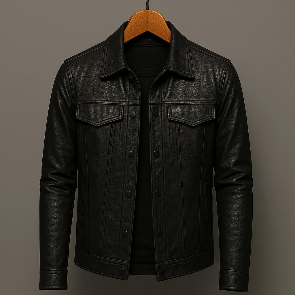 Aarhus Men's Leather Jacket – Classic Slim Fit Durable Outerwear