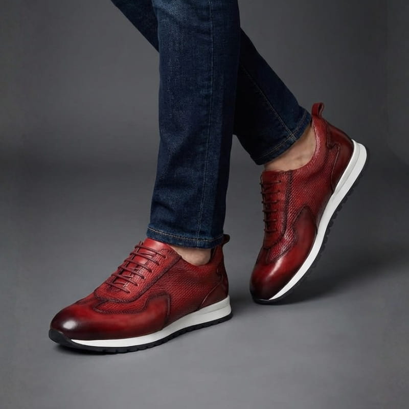 Archie Genuine Leather Oxford Trainers — Lace Up Casual Shoes