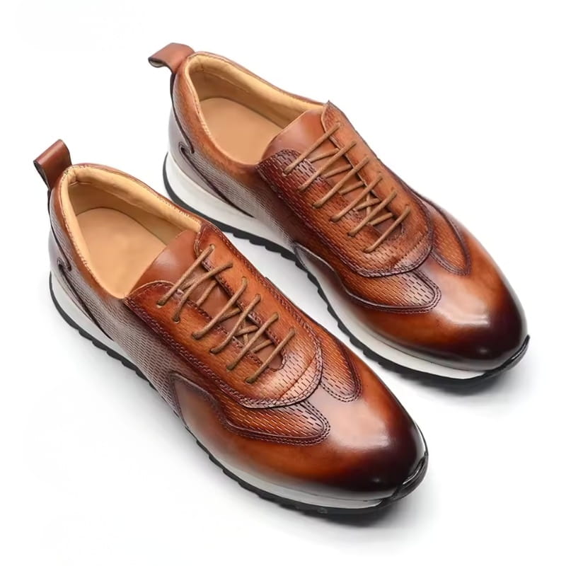 Archie Genuine Leather Oxford Trainers — Lace Up Casual Shoes