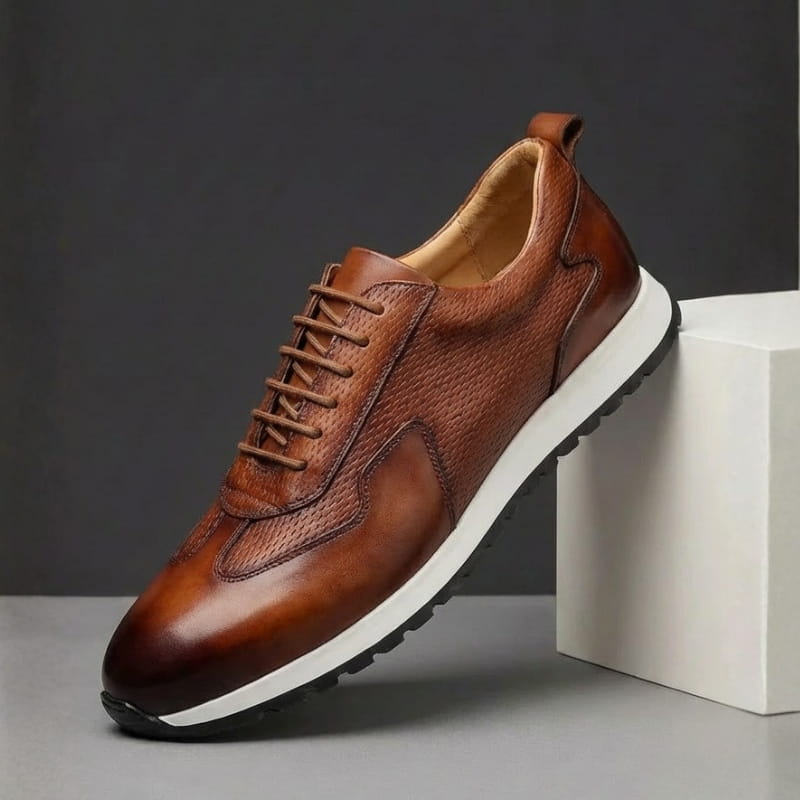 Archie Genuine Leather Oxford Trainers — Lace Up Casual Shoes