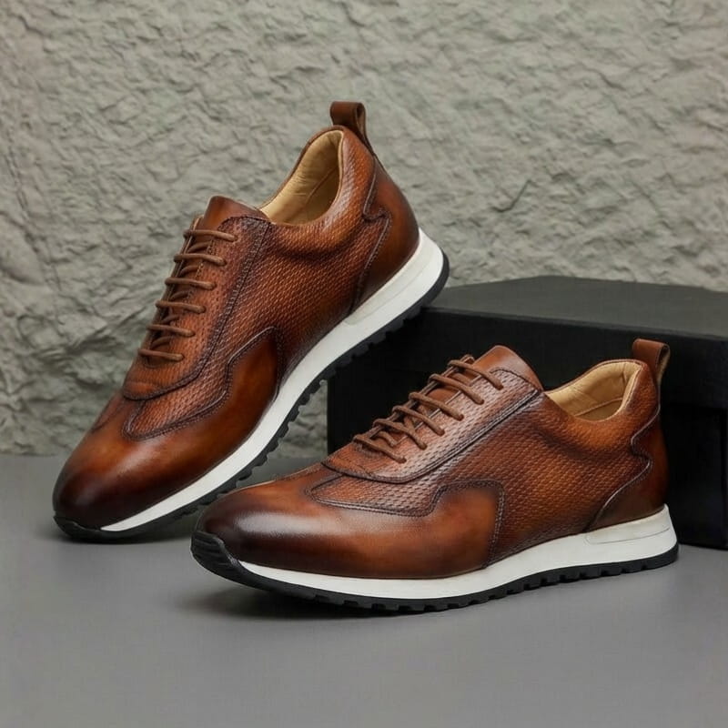 Archie Genuine Leather Oxford Trainers — Lace Up Casual Shoes