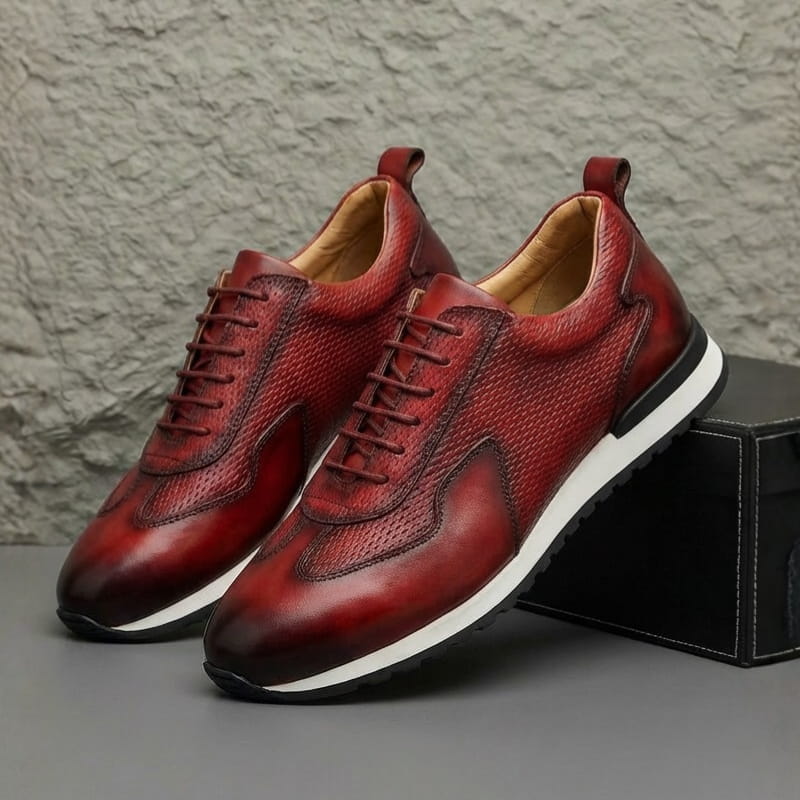 Archie Genuine Leather Oxford Trainers — Lace Up Casual Shoes