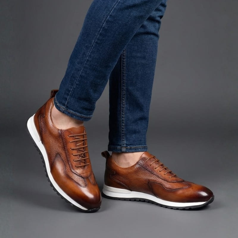 Archie Genuine Leather Oxford Trainers — Lace Up Casual Shoes