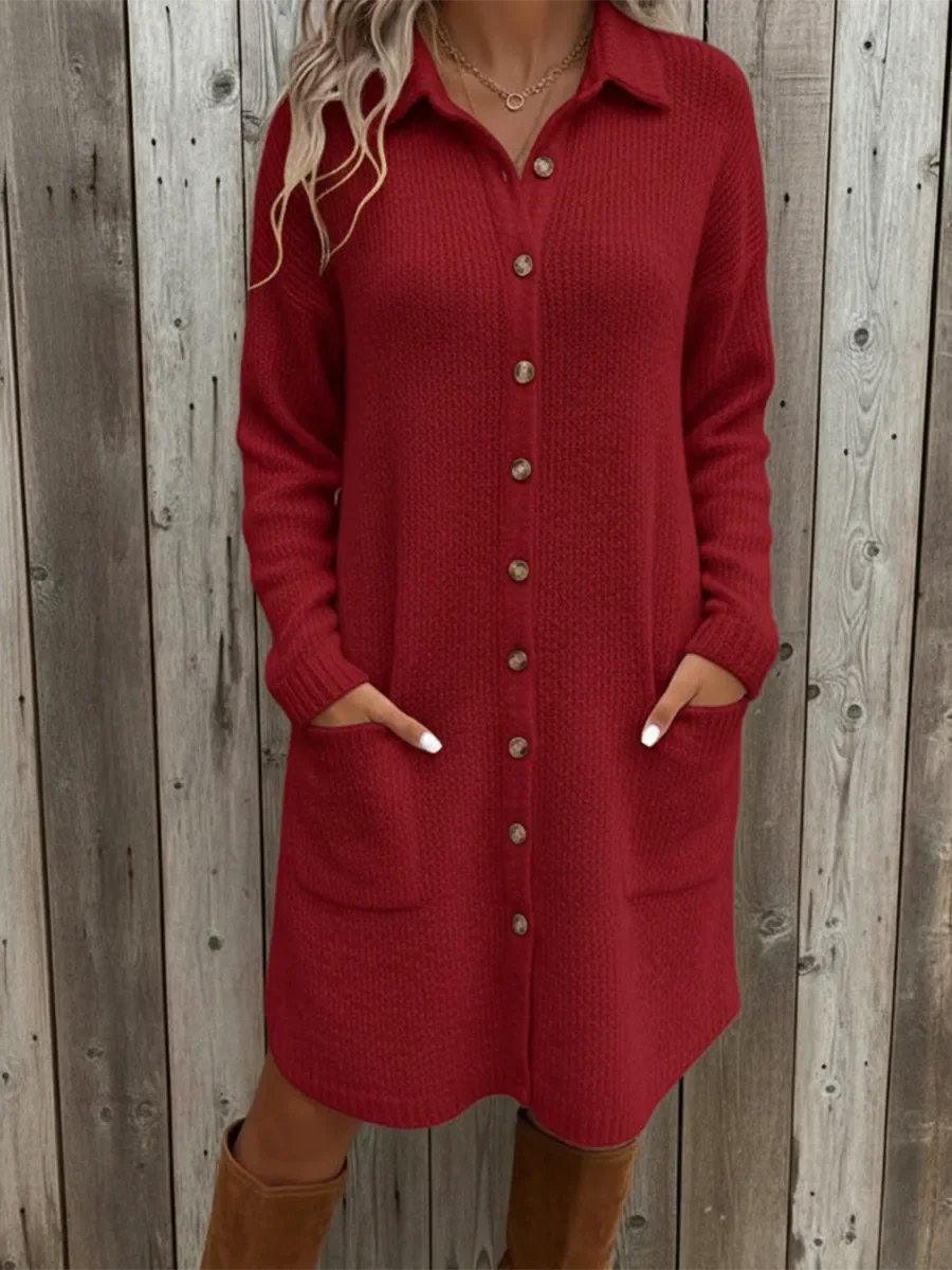Giulia Women’s Knit Sweater Dress – Soft Cotton Blend Midi Dress