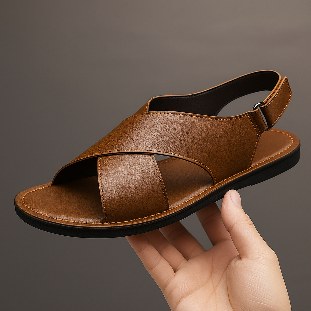 Gerard Genuine Leather Cross Wrap Sandals – Cushioned Casual Summer Footwear