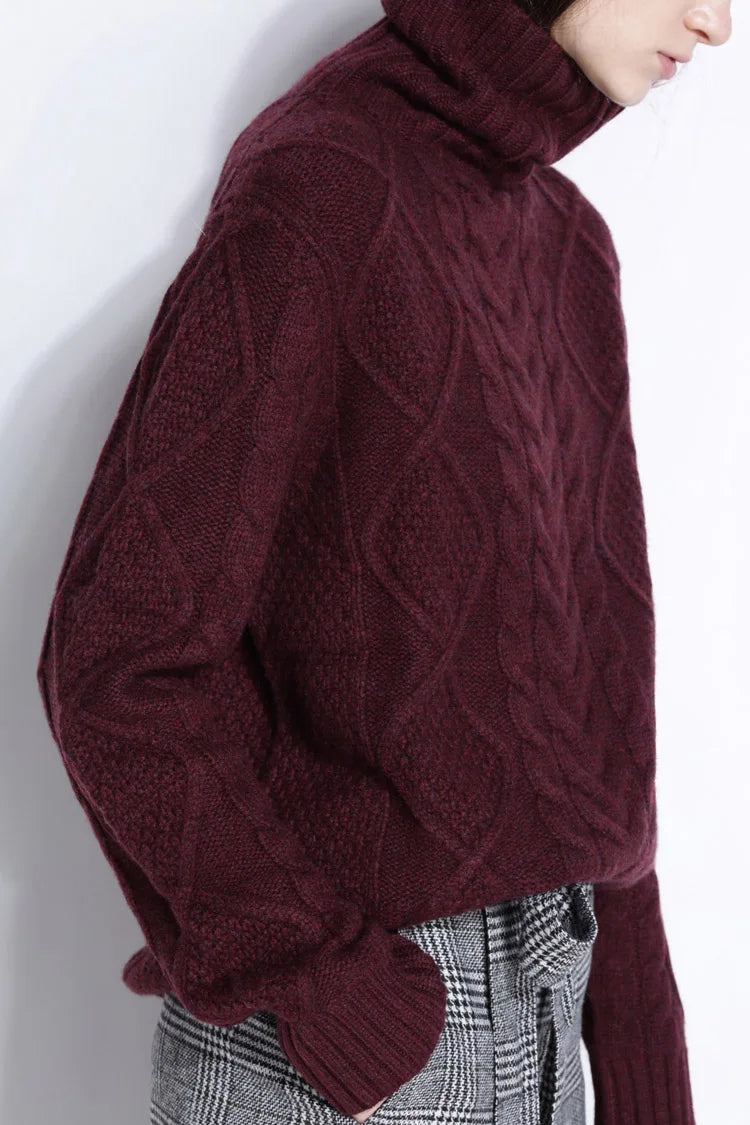 Adelina Women’s Cable Knit Sweater – Merino Wool Oversized Pullover