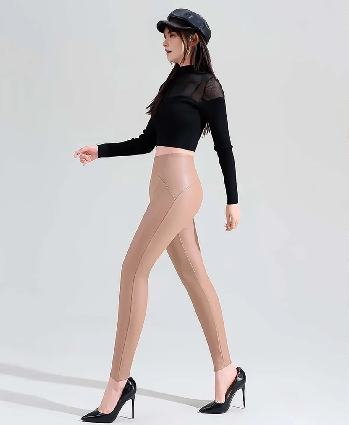 Mila Women’s Leather Leggings – Fleece-Lined High Waist Winter Leggings