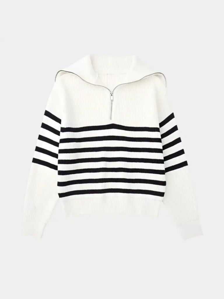 Liam Men’s Half Zip Sweater – Striped Knit Pullover