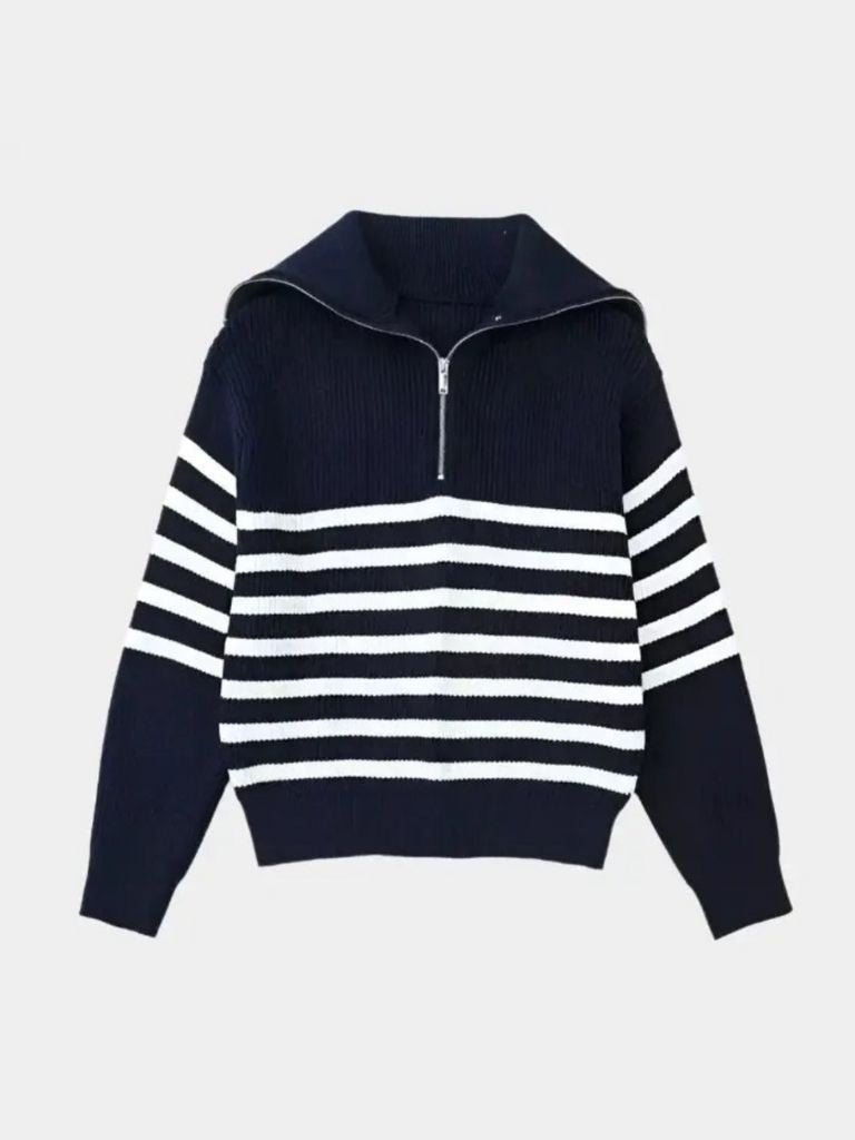 Liam Men’s Half Zip Sweater – Striped Knit Pullover