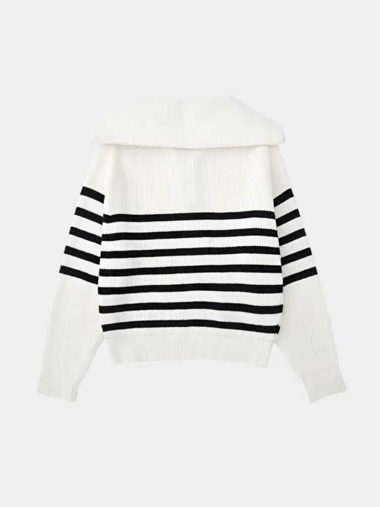 Liam Men’s Half Zip Sweater – Striped Knit Pullover