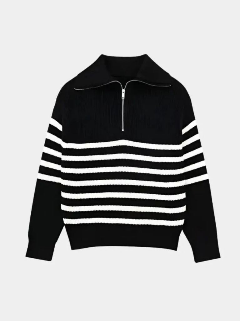 Liam Men’s Half Zip Sweater – Striped Knit Pullover