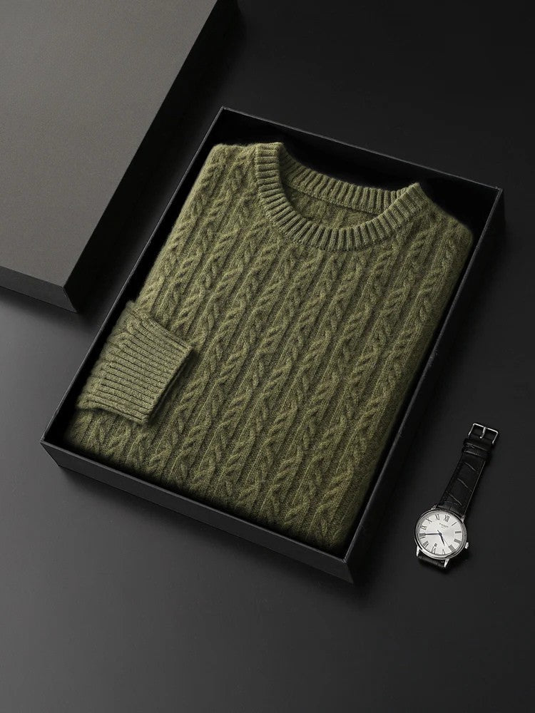 Hudson Men’s Merino Wool Sweater – Cable Knit Sweater
