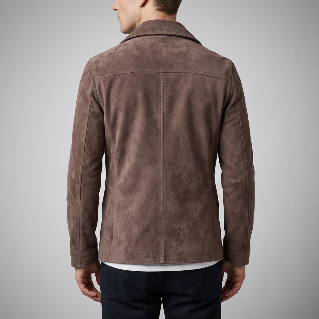 Roderick Men’s Pea Coat – Tailored Suede Jacket