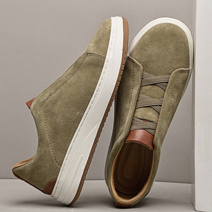 Dominic Men's Trainers – Cowhide Slip-On Leather Shoes