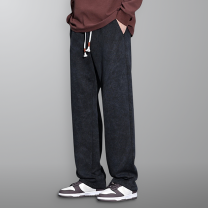Tyron Men’s Straight Leg Sweatpants – Cotton Blend with Tonal Concrete Pattern