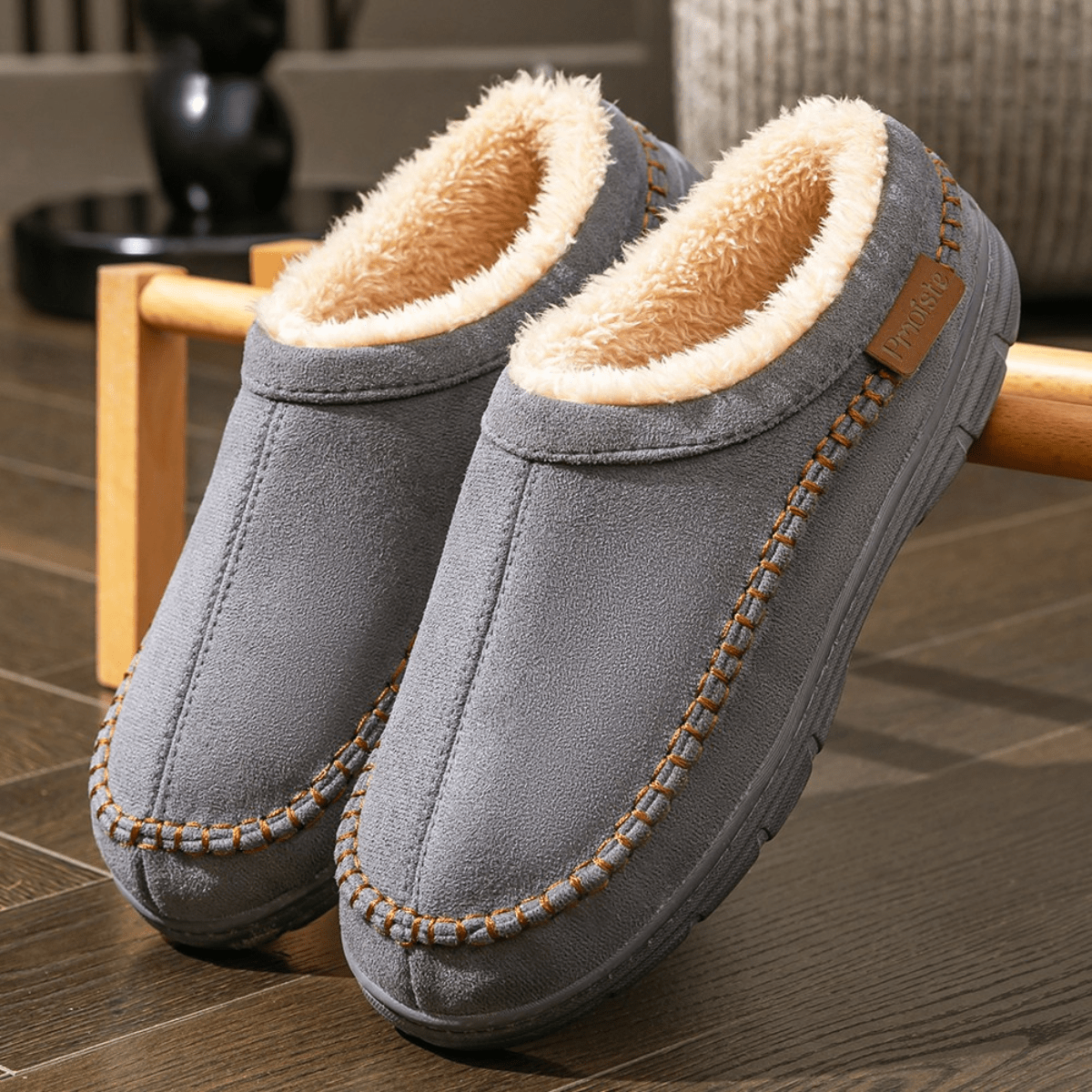 Snowdrift Men’s Winter Slippers – Fleece-Lined Indoor Slipper Shoes