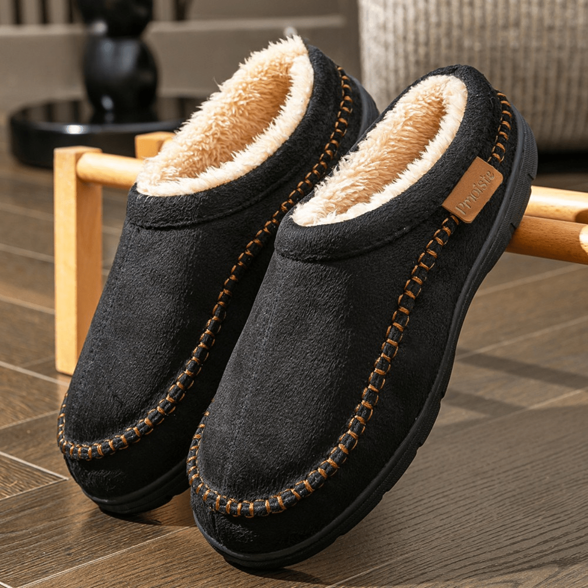 Snowdrift Men’s Winter Slippers – Fleece-Lined Indoor Slipper Shoes
