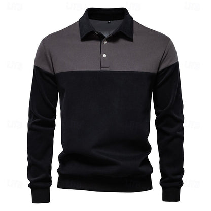Patrick Men’s Polo Sweater – Cotton Knit Pullover with Colourblock Design