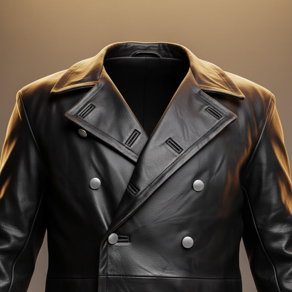 Jayden Leather Coats for Men – Full-Grain Long Coat with Structured Double-Breasted Design