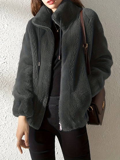 Sienna Zip Fleece Jacket – Women’s Lightweight Jacket with High Neck & Plush Texture