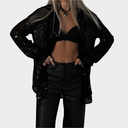 Selina Sequin Party Blouse – Sparkling Women’s Long Sleeve Top