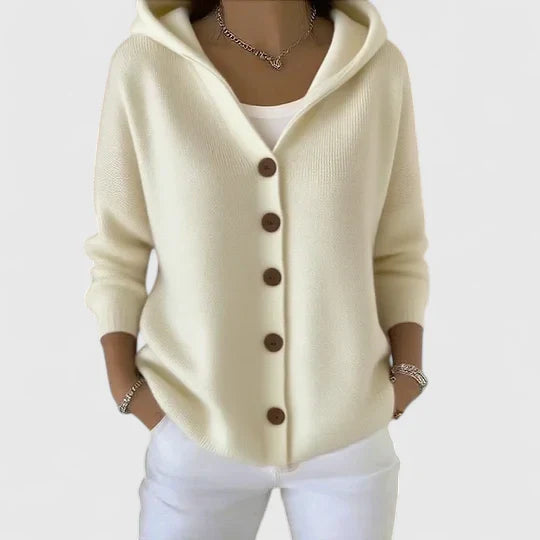 Nella Women’s Cardigan – Hooded Button-Up Knitted Cardigan